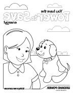 Image of coloring page with Joulie and her dog Wattson on it